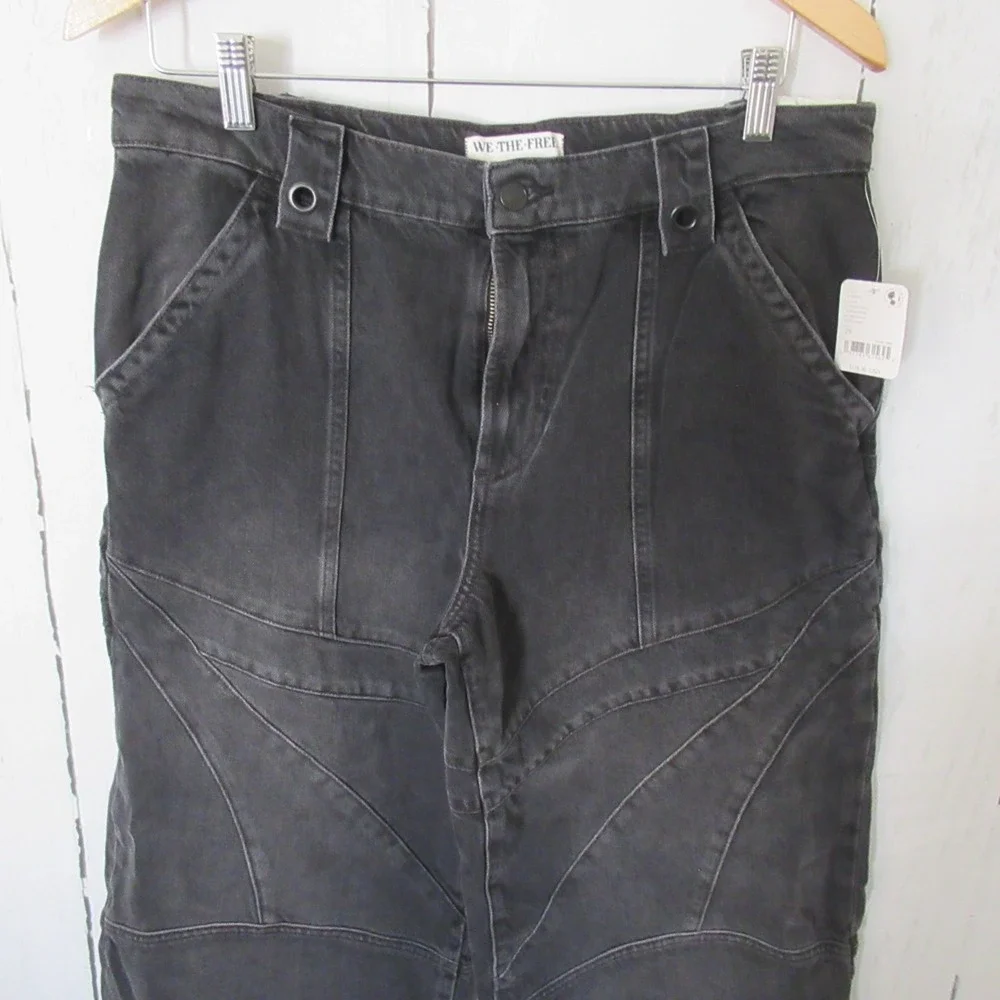 NEW We The Free People Jeans 29 Mid Rise Boyfriend‎ Baggy Moto Unknown Reasons